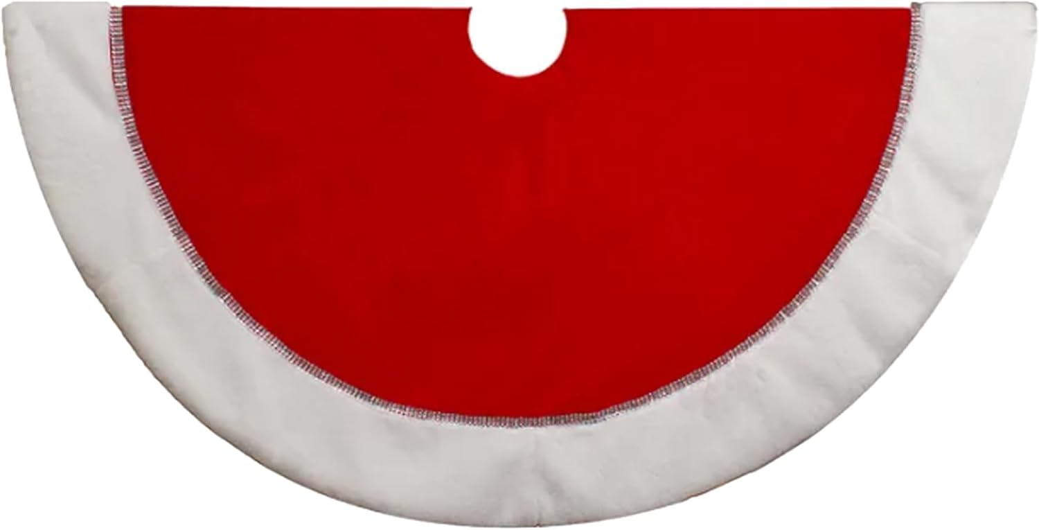 Kurt Adler 48-Inch Traditional Red with White Border Tree Skirt