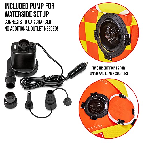 Towable Water Tube | 3-Person Inflatable Floating Raft For Boating With Cushion Seats, Grip Handles, Dual Tow Points & Speed Safety Valve For Fast Inflation | 12V Air Pump & Tow Rope Included #TOP3