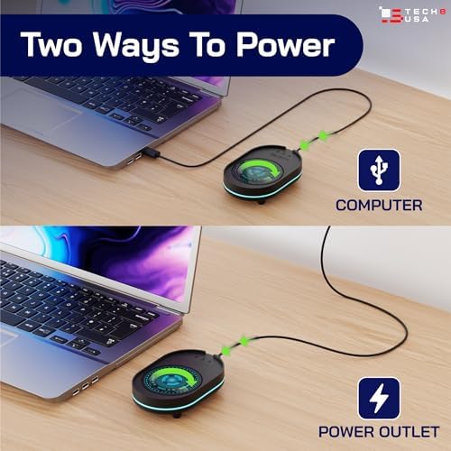 TECH8 USA Undetectable Mouse Mover Jiggler with Ambient Glow Ring and Hologram Disc for Laptops, PC, No Software, Random Movement, Designed, Patented and Trademarked in USA - 3D Hologram Alien
