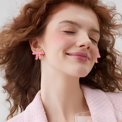 YUJIE Clip On Earrings Cute Bow Earrings for Women Black Pink Bowtie Non- pierced Jewelry4