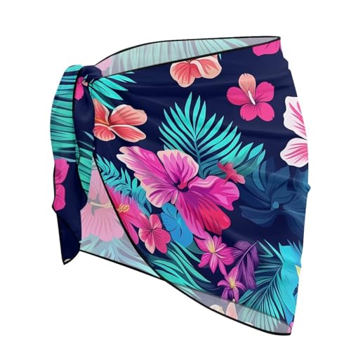 Floral Print Beach Sarong Wrap for Women Bathing Suit Cover Ups for Swimwear Swimsuit with Tassels4