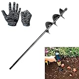 アースドリル 園芸用 アースオーガー スパイラルドリルビット 手持ち型 草取り 穴掘りツール 庭 花 野菜 植える ガーデン用具 炭素鋼 植付オージェドリルビット エンジンオーガー用 替えドリル 植栽ツール ガーデニング 苗床の穴掘り 農業用器用 (4.6x37cm)