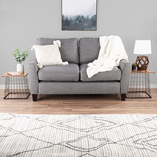 End Tables Set of 2 - Nesting Tables with Removable Wood Tops and Metal Basket Bases for Blanket Storage - Square Side Furniture for Living Room, Bedroom, or Home Office by Lavish Home (Brown) by Lavish Home - Image 2