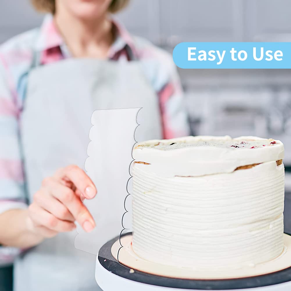 Rascador para tartas, peine para repostería, herramienta para hornear, herramientas de cocina, raspador de pasteles, más suave en 13 patrones para diferentes formas de bordes de tartas, transparente