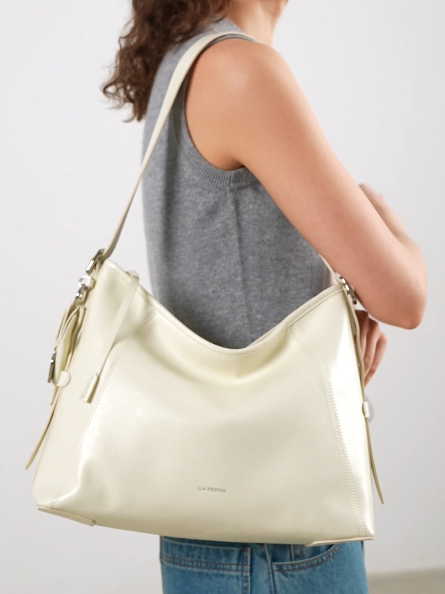 Bolso de cuero tipo bandolera negro para mujer miniatura 7