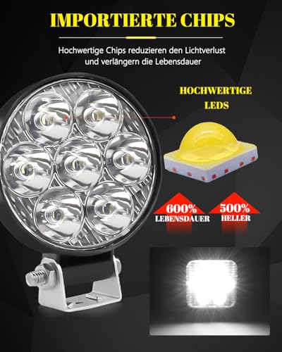 CO LIGHT 2PC LED Arbeitsscheinwerfer 12V/24V, IP68 LED Offroad Zusatzscheinwerfer 180° Verstellbarer Bügel für Traktor Offroad Baufahrzeuge UTV ATV LKW Landwirtschaft (Orbicular)