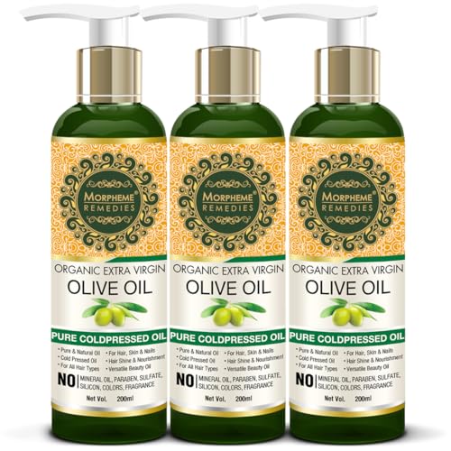 Image of Morpheme Remedies Organic Extra Virgin Cold Pressed Olive Oil, 200ml - Pack of 3