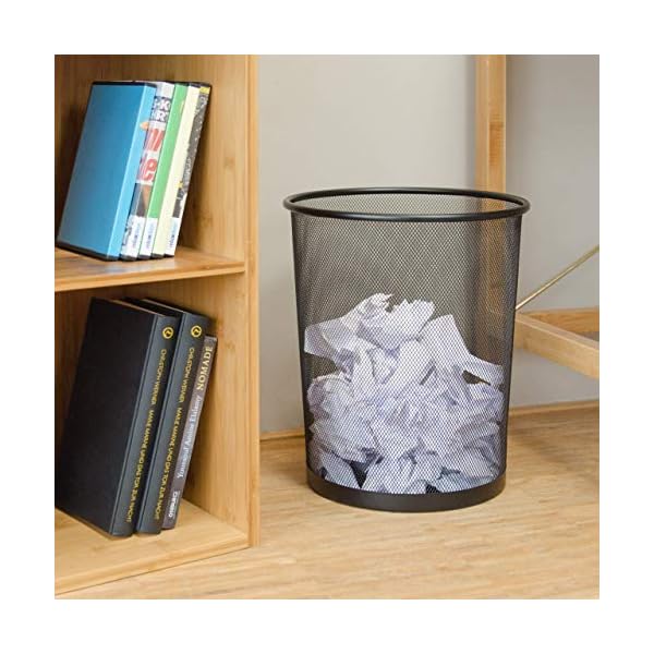 Relaxdays Papierkorb Metall, großer Papiereimer fürs Büro, Mülleimer Mesh 20 Liter, Draht, 30 cm Ø, 35 cm hoch, schwarz – Bild 3