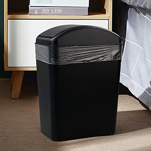 Image of Cand 1 Pack 4 Gallon Garbage Can, Plastic Trash Can with Swing Lid, 16 L (Black)