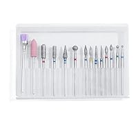 Vista 6 de 14pcs Nail Drill Bits Set, Professional Rotary Burrs Diamond Cuticle Remover Bits Kit, 3/32" Electric Manicure Nail File Bit for Acrylic Gel Nails