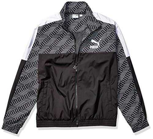 PUMA Men's T7 Track Jacket All Over Print Panel, Black-Repeat Logo, X-Large