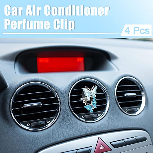 Image of X AUTOHAUX Car Butterfly Shape Clips for Air Conditioner Outlet Vent Decorations Clip Blue 4 Pcs