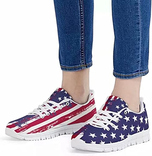 Image of Jeiento American Flag Shoes Men's Fashion Sneaker Sports Running Shoes Causal Travel Walking Flat Shoe Breathable