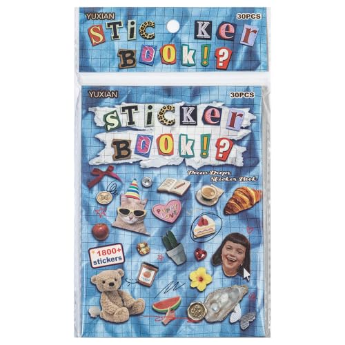 Image of Sticker Book with 1800+ Stickers, 30 Pages | Scrapbooking, Journaling, Decorative Stickers, Collage Style, Arts & Crafts