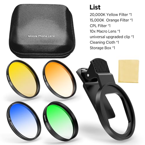 Image of 52MM Coral Reef and Reef Tank Filter Kit for Phone, CPL Polarizing+20,000k Yellow+15,000k Orange+10x Macro, Clip, Saltwater Aquarium Lens Compatible with iPhone16 15 Pro Max Samsung Moto Google TCL