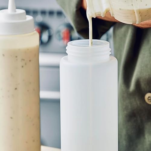 Miniatura 4 de Tezzorio - Botellas de plástico transparente de boca ancha de 32 onzas de alto rendimiento de 32 onzas  dispensadores convenientes y versátiles sin