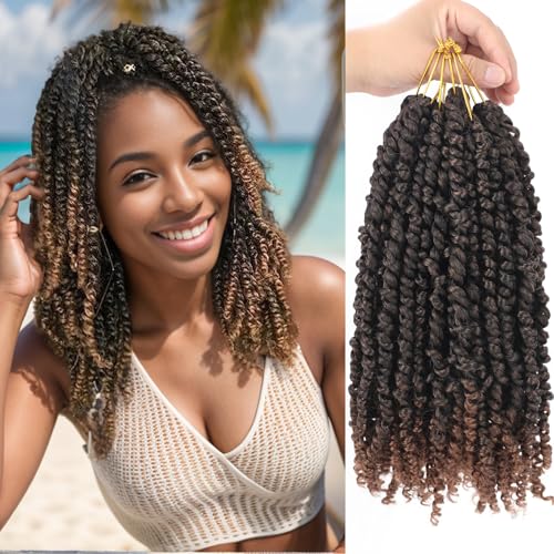 Zoewan Passion Twist Crochet Hair 12 Inch Pre-twisted Looped Ombre Brown