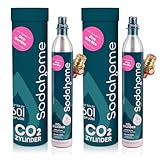 Sodahome 2x CO2 Zylinder für 60L Sprudelwasser - Kompatibel mit DUO Klicksystemen & Quick Connect Geräten - Kohlensäure Zylinder zum Klicken für Sprudelwasser - abgefüllt in Deutschland (2er Set)