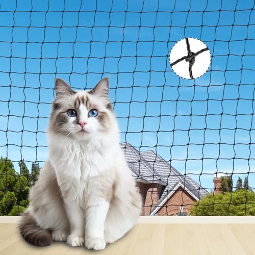 SUCCEFORT Katzennetz für Balkon, 2x3m Katzennetz Stahldrahtverstärkt, Anti-Fall Netz für Haustiere, Balkonnetz Katzen Reissfest für Balkon,...