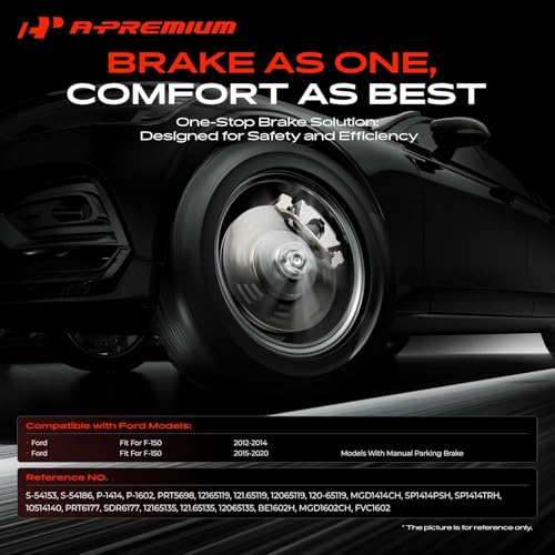 A-Premium Front & Rear Drilled and Slotted Disc Brake Rotors + Ceramic Pads Kit Compatible with Select Ford Models - For F-150 2012 2013 2014 2015 2016 2017 2018 2019 2020, 12-PC Set - Image 3