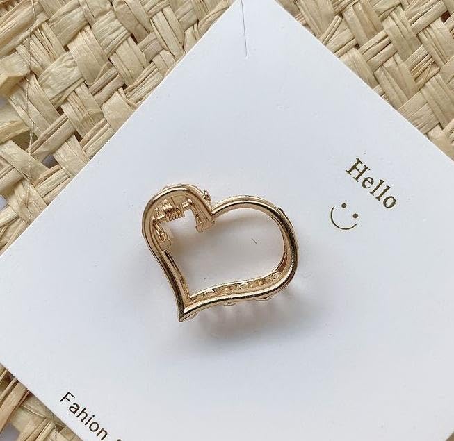 4 Pcs Hair Claws Gold-Colored Metal Small Heart-Shaped & Star-Shaped Hair Clips Suitable for Thick Thin Hair Strong Grip Y2K Style Claw-Shaped Clips Anti-Slip Suitable for Half Tied Hair - Image 7