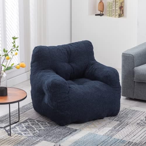 Miniatura 8 de Sillones puf, puf de relleno suave copetudo con relleno, sofá perezoso esponjoso, tumbona imperial gigante para dormitorio, sala de estar (marfil +