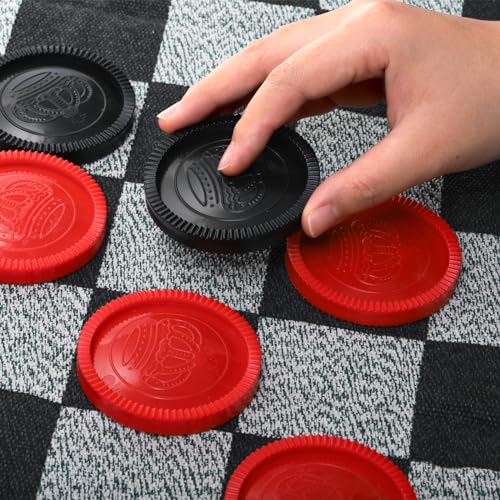 Juego de Damas Gigante y Tres en Uno con Tapete Reversible miniatura 5