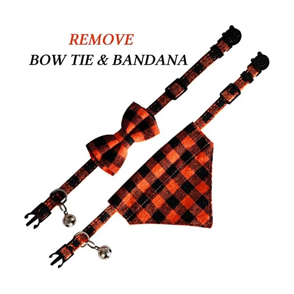 Stmk 2 pack holiday cat bandana collar with bell, breakaway halloween thanksgiving day fall cat kitten bandana collar with bell & diy pumpkin maple leaf for holiday cats kittens costume decorations - image 4