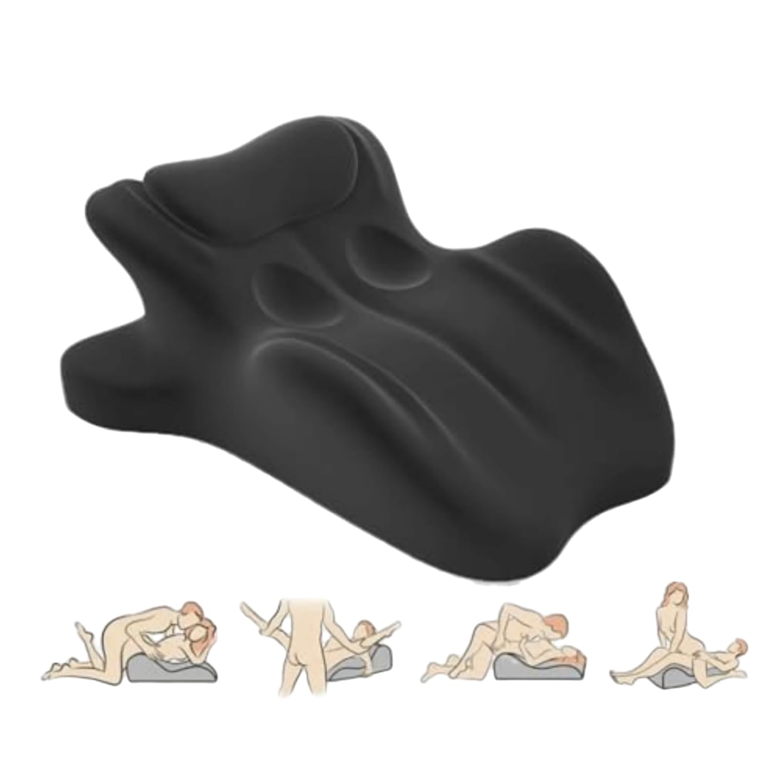 Almohada para Parejas de 27° - Cuña de Espuma viscoelástica para Mayor Comodidad y conexión - Almohada ergonómica, Funda fácil de Limpiar,Negro