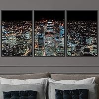 3 Piece Framed Canvas Wall Art City Illuminations Canvas Prints Home Artwork Decoration for Living Room,Bedroom - 16