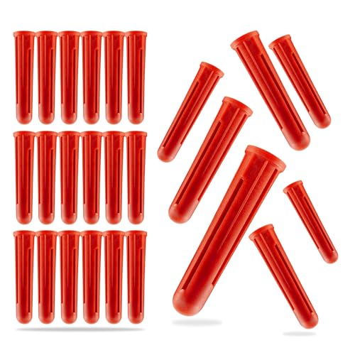 60 Red Rawl Plugs Screw Fixing Wall Expansion Raw Plugs Brick Stone Concrete