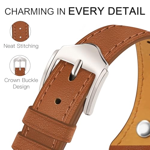 Image of JR.DM Slim Leather Bands Compatible with Apple Watch Band 38mm 40mm 41mm 42mm 44mm 45mm 46mm 49mm, Genuine Leather Band with Charms, Feminine Design for Iwatch Ultra SE Series 11 10 9 8 7 6 5 4 3 2 1