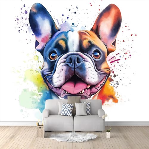 Papier Peint de Photo Doodle De Chien De Couleur 250x175 cm Papier Peint Murale intissé Panoramique, Papier Peint Personnalisé Pour Garçon Fille Ado Chambre...