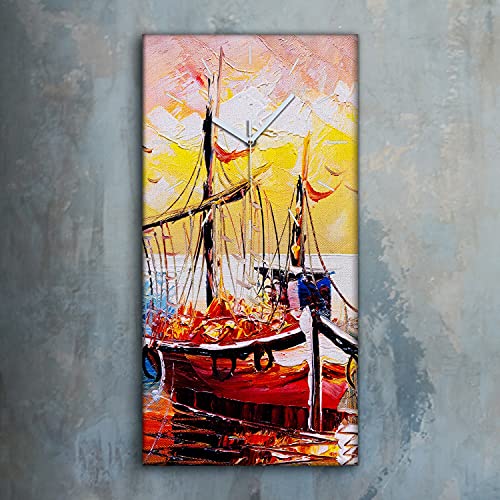 Horloge sur toile Venise sans tic tac decoration salon 30x60