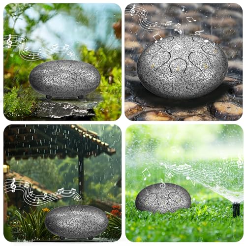 Image of Rain Drum for Outside Garden, 6 Inches 8 Notes Steel Tongue Chakra Drums, Waterproof Meditation Rain Chime, Musical Instruments for Adult Gift with Bag, Music Book, Drum Mallets (Star Sliver)