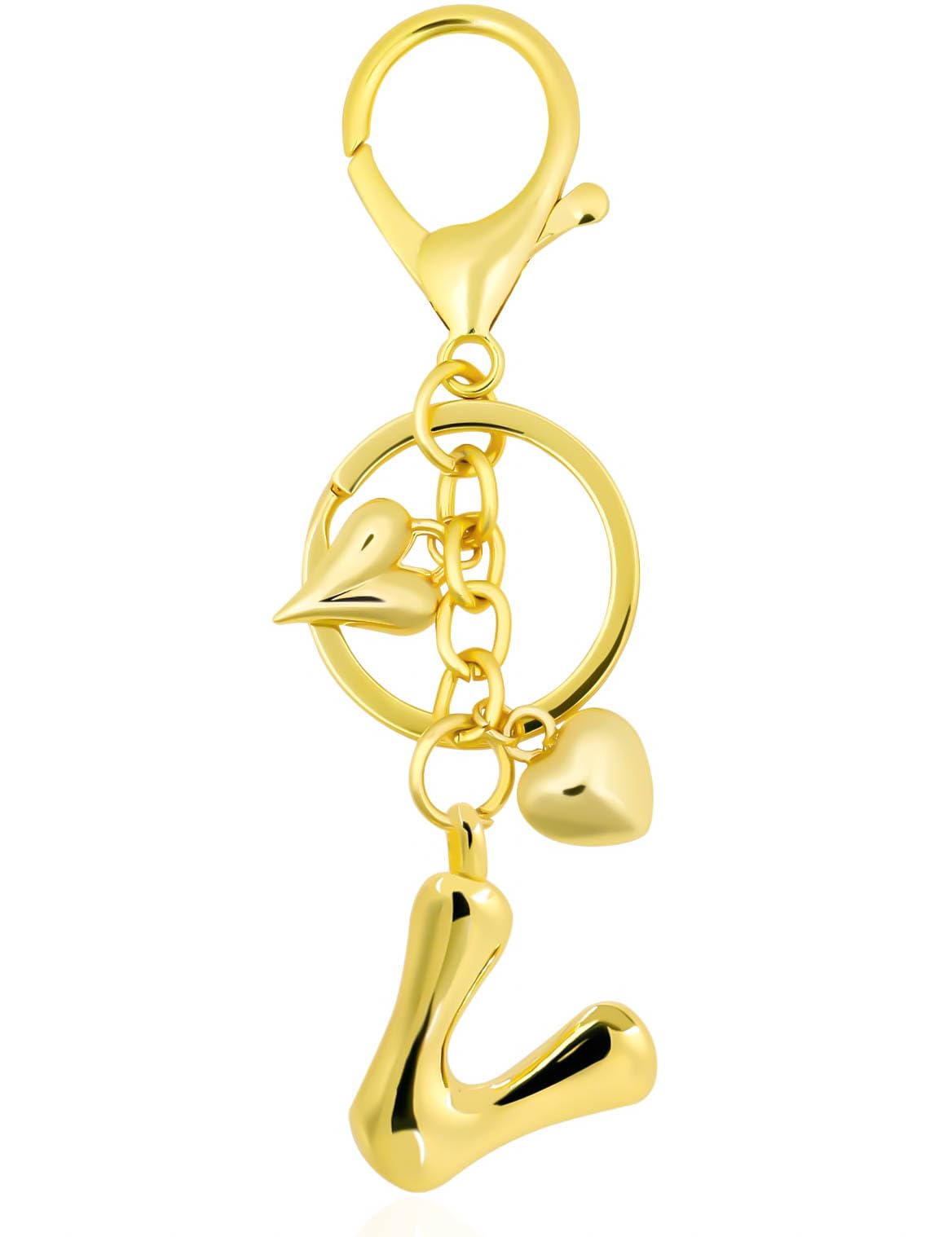 UniCrena Gold Initial Letter Keychain for Women, Cute Bubble Heart Bag Charms Purse Handbag Accessories Gifts