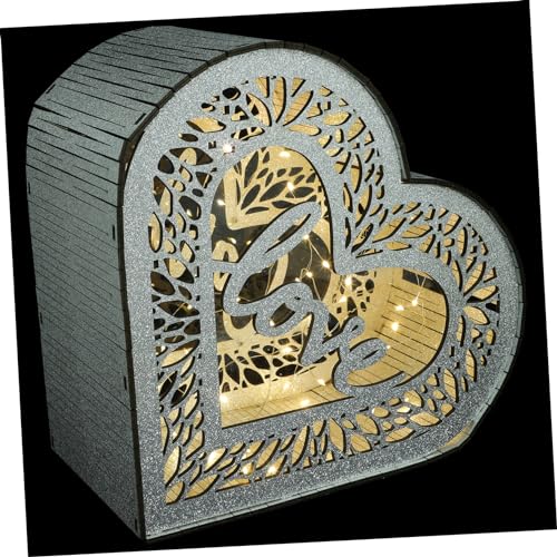 PRETYZOOM Heart Shape Wooden Card Holder Wedding Card Box Decorative Present Case