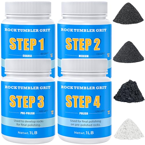 KomeStone Rock Tumbler Grit and Polish Refill Kit - 6 Pounds, Value Pack, Ideal for Up to 40 lbs. of Rocks, 4-Step Tumbling Media, Compatible with Any Rock Polisher, Better Results