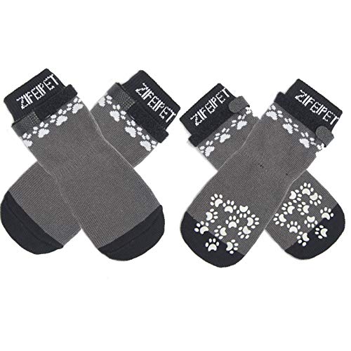 ZIFEIPET Rutschfeste Hundesocken mit Riemen, Traktionskontrolle für mittelgroße Hunde, verstellbarer Pfotenschutz für Hartholzböden Cover