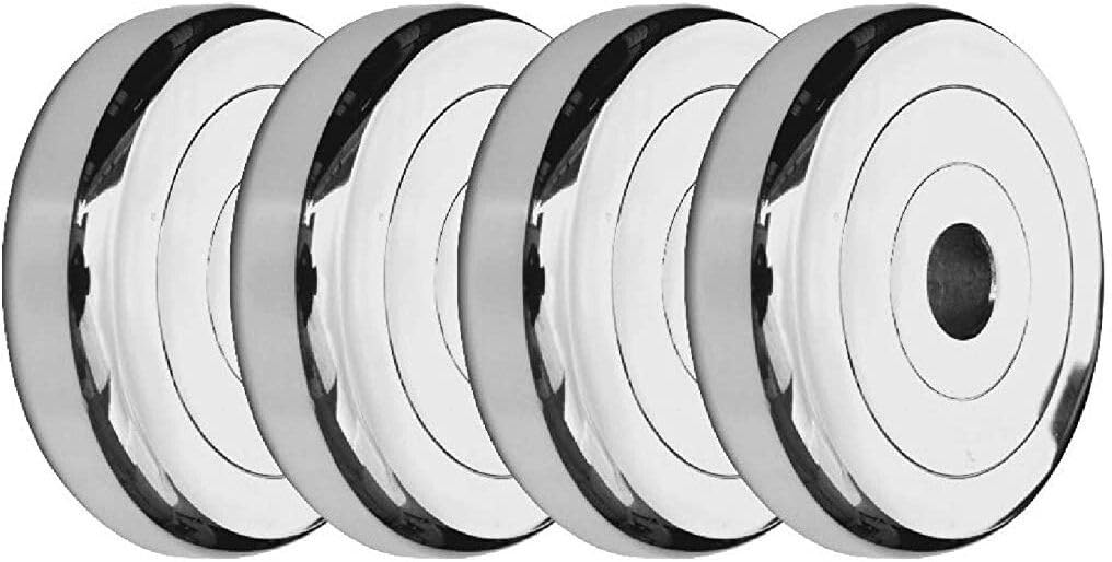 YMD Pair of 1KG x 4 Steel Gym Plates, Steel Weight Plates or Dumbbell Plates Silver Weight Plate (4 kg)-picture-19