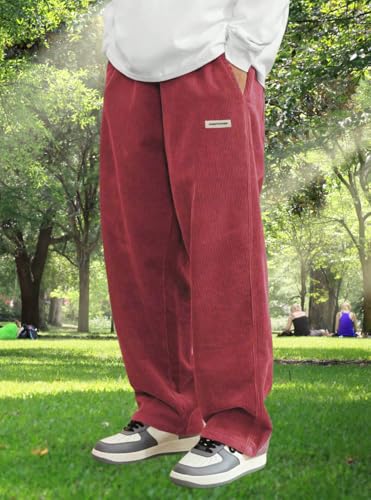 Mokaloha Corduroy Pants, Casual Pit Strip Embroidery Tether Trousers Stylish, Comfort Loose Fit Wide Leg Pants for Men2