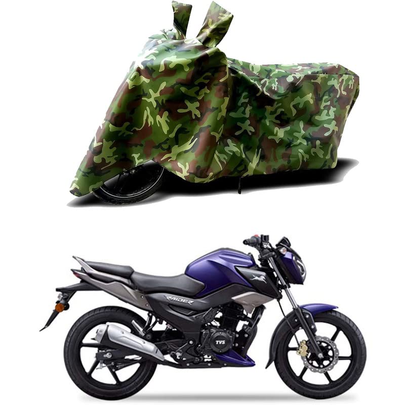 Image of 100% Water Resistant Full Bike Scooty Two Wheeler Body Cover Compatible for TVS Raider Smart /UV-Rays /Heat Protection /Birds Dropping /Scratchproof /Dust Proof /Waterproof /All Varient[Green MJ]