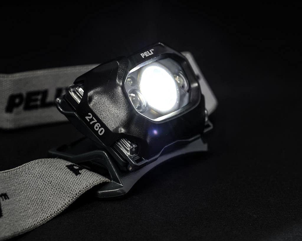 PELI 2760: Nachtsichttaugliche Mehrstrahl-Premium-LED-Stirnlampe, Hohe Qualität für Industrie, Höhlenforschung, Profi Angeln, Speläologen, IPX4 wasserfest, 289 Lumen, Farbe: schwarz