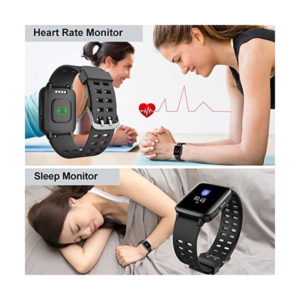 YAMAY Smart Watch for Android and iOS Phone IP68 Waterproof, Fitness Tracker Watch with Heart Rate Monitor Step Sleep Tracker, Smartwatch Compatible with iPhone Samsung, Watch for Men Women