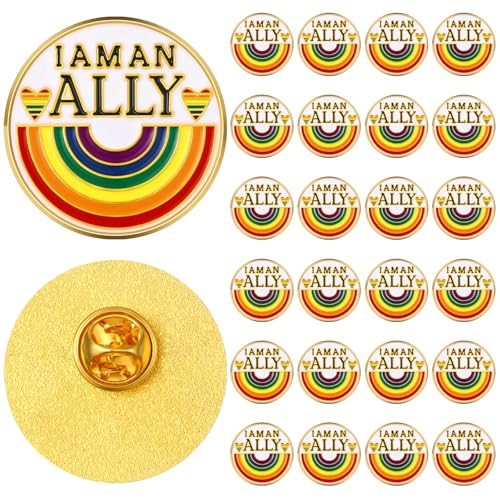 Image of Tondiamo 24 Pcs Gay Pride Enamel Pins Bulk Rainbow Lgbt Lapel Pins Metal Pride Brooches for Clothing Bags Jacket Hats Backpack Decoration