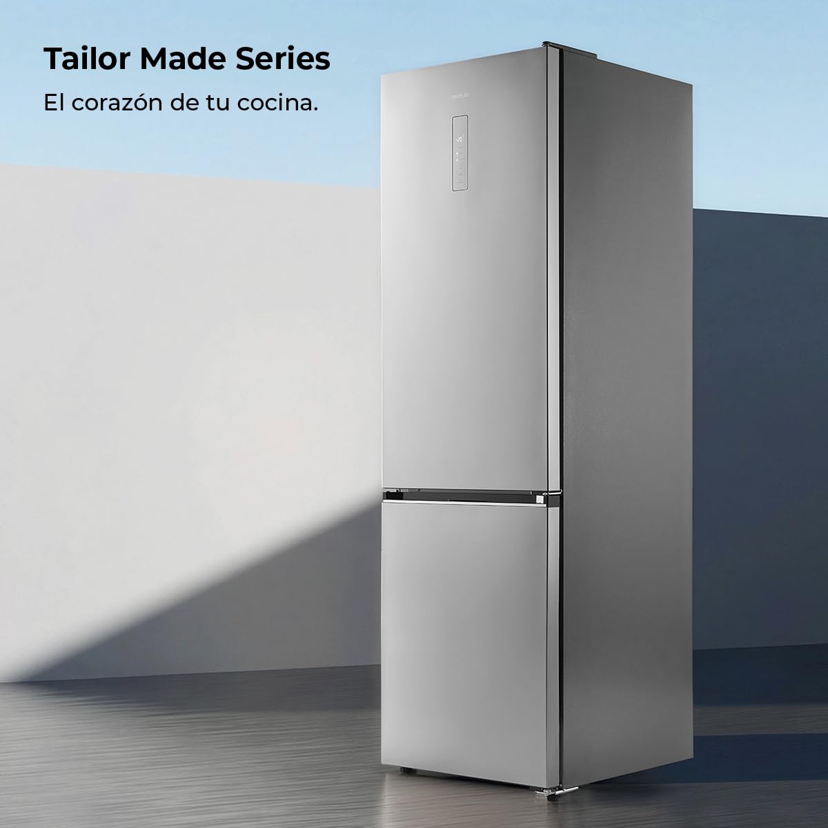 Cecotec Frigorífico Combi Total NoFrost de 405L Bolero CoolMarket Combi 405 WL Elite Inox D. 200 cm de Alto, 60 cm de Ancho, Clase D, MetalFlex Cooling, Fresh Flex, Interior en Elite Grey, Inox