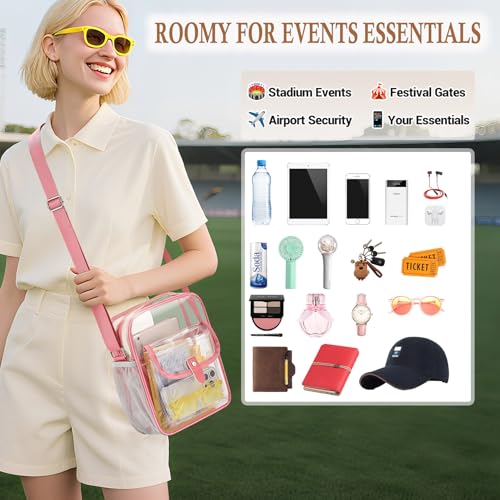Image of SPODEARS Clear Crossbody Bag for Stadium, Concert, Festival & More - Adjustable Shoulder Strap & Bottle Holder