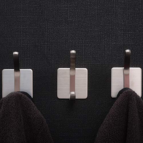 YIGII Towel Hook/Adhesive Hooks - Bathroom Hooks Wall Hooks Bath Show Robe Hook Self Adhesive Coat Hook Stick on Wall Stainless Steel Brushed 4-Pack - Thumbnail 6