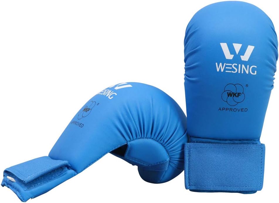 Wesing WKF Sparing Karate Gloves Without Thumb Protection Blue Red
