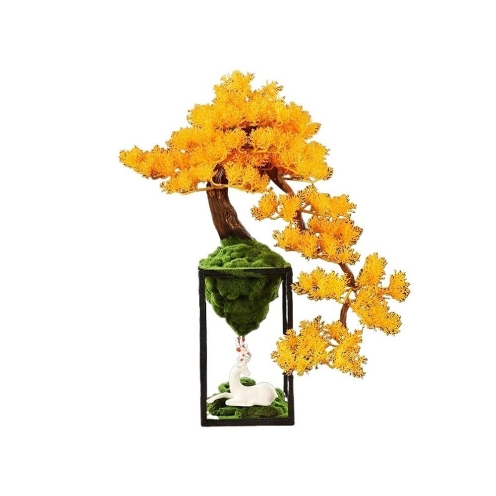 DFGHNBVC Artificial Plants Display Tree Floor Artificial Bonsai Tree With Iron Frame Fake Cypress Plant Ornaments For Living Room Entrance Tv Cabinet Book Shelf Decor Ornaments.Yellow
